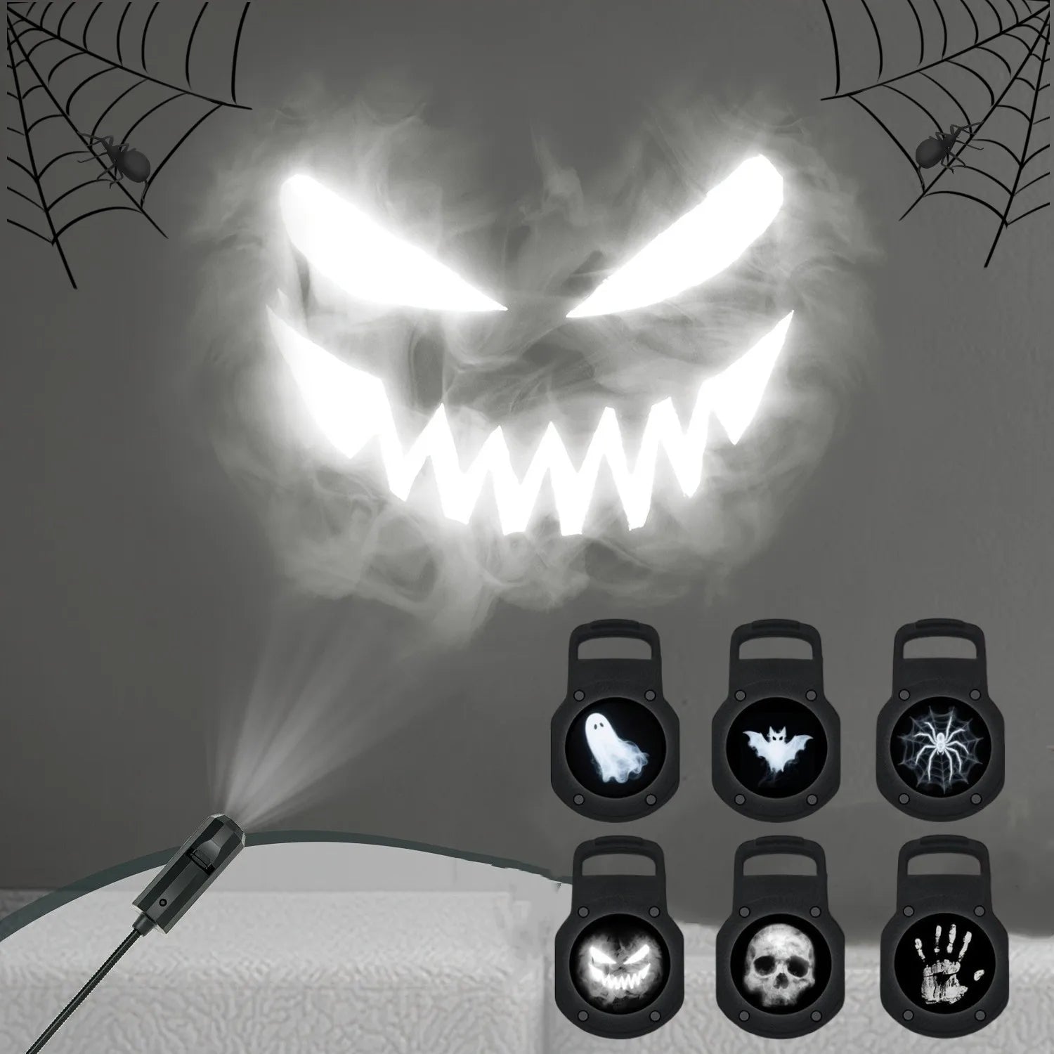 USB Halloween Ghost & Skull Projector Light | LED Switchable Pattern Night Lamp for Room, Ceiling & Window Décor