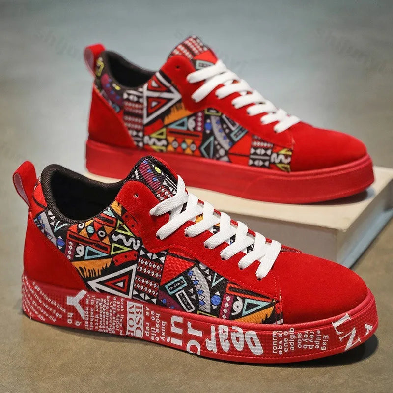 Mens Casual Sport Shoes 2025 Autumn Fashion Comfort Non Slip Casual Sneakers Platform Outdoor Running Shoes Graffiti Board Shoes