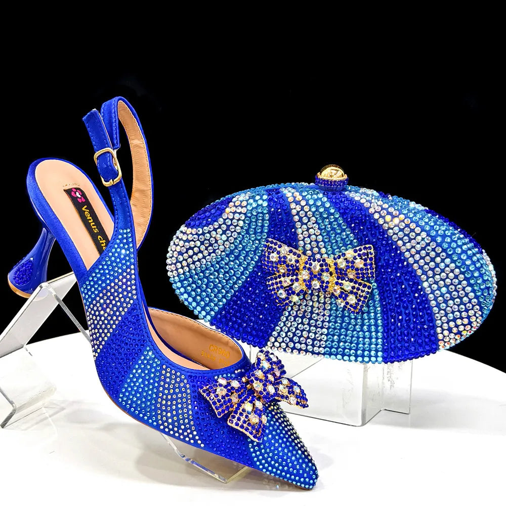 Italian Design Women’s Heels & Rhinestone Butterfly Bag Set – Bridal & Evening Wear (US Sizes 6–11)