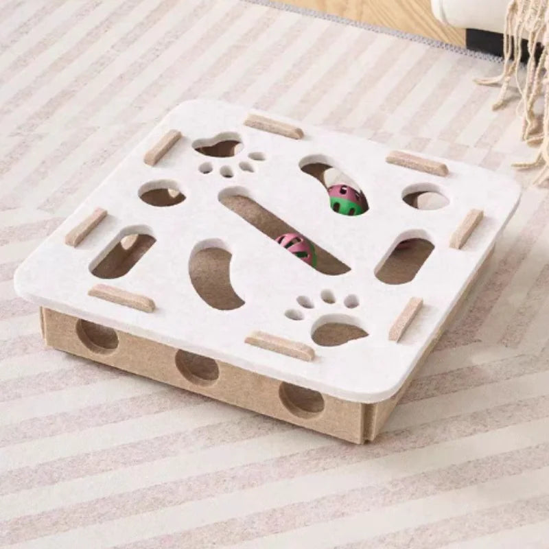 Interactive Cat Puzzle Maze Toy – Felt Box with Bell Ball for Smart Play