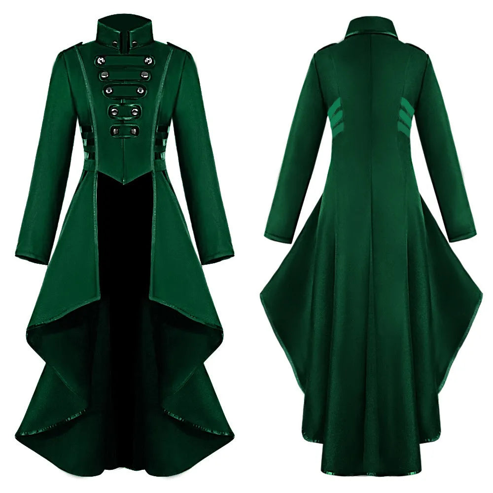 Women’s Gothic Steampunk Tailcoat Jacket | Retro Victorian Cosplay Coat | Medieval Halloween Tuxedo Dress