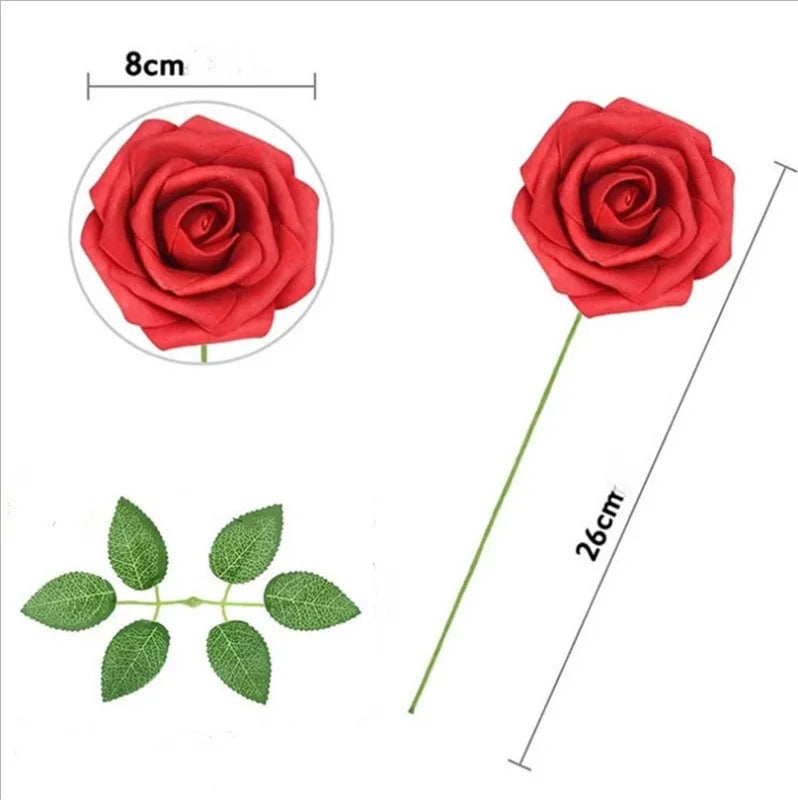 25pcs Real‑Looking Artificial Roses – Soft PE Foam Flower Heads for DIY Wedding Bouquets, Party Décor, Baby Shower & Home Arrangements