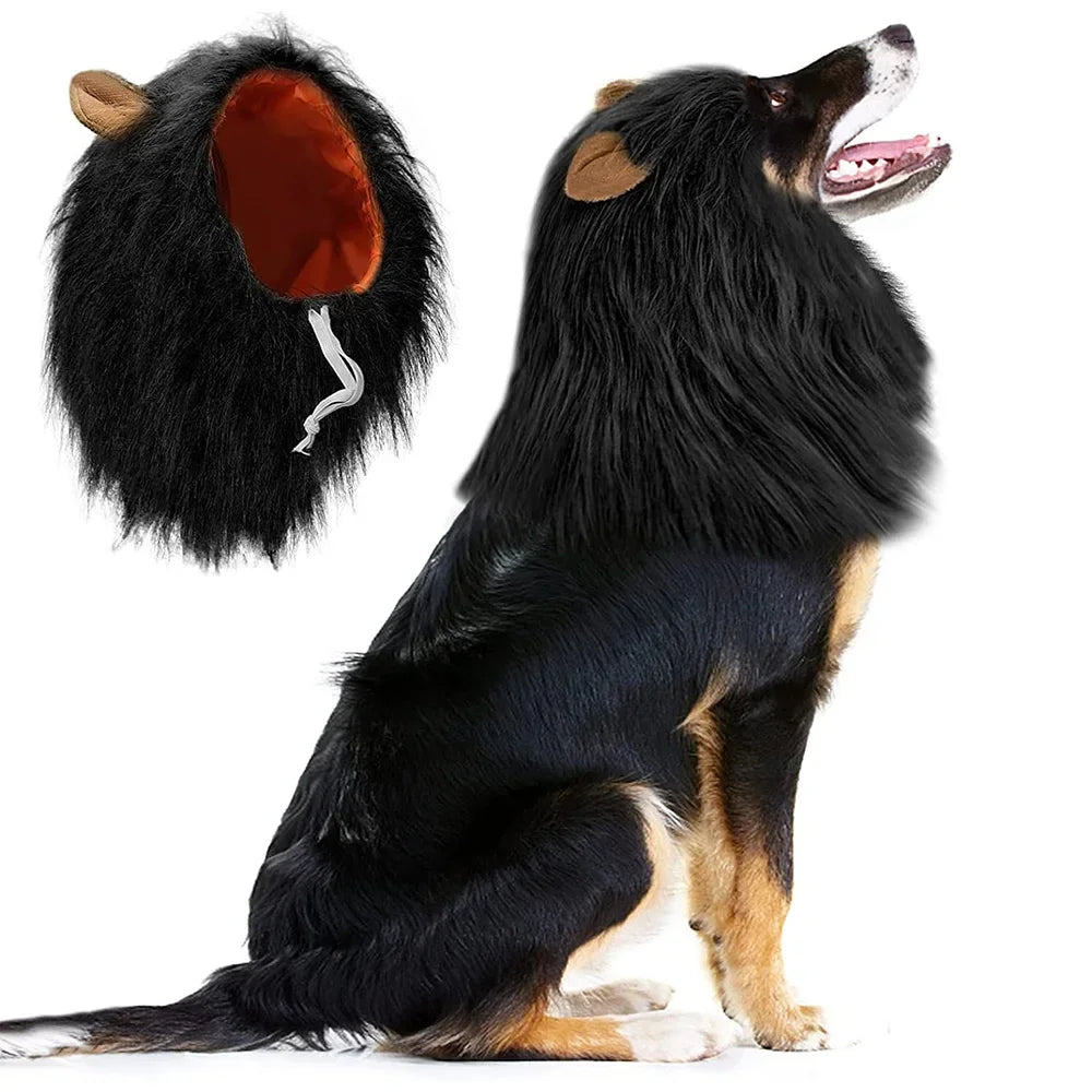 Realistic Lion Mane Dog Costume | Medium & Large Dog Cosplay Wig with Ears | Halloween Pet Outfit