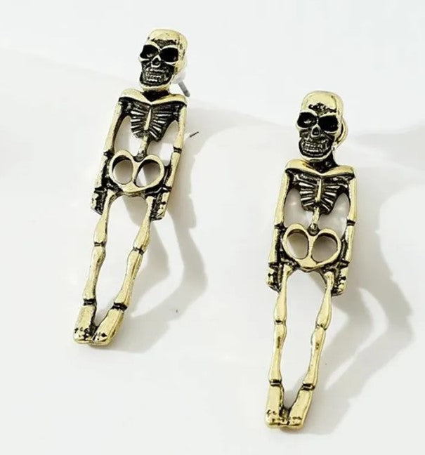 Halloween Skull Earrings – Gothic Skeleton Detachable Stud Earrings | Spooky Alloy Metal Jewelry for Women & Men