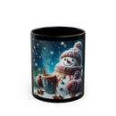 Snowman Black Mug