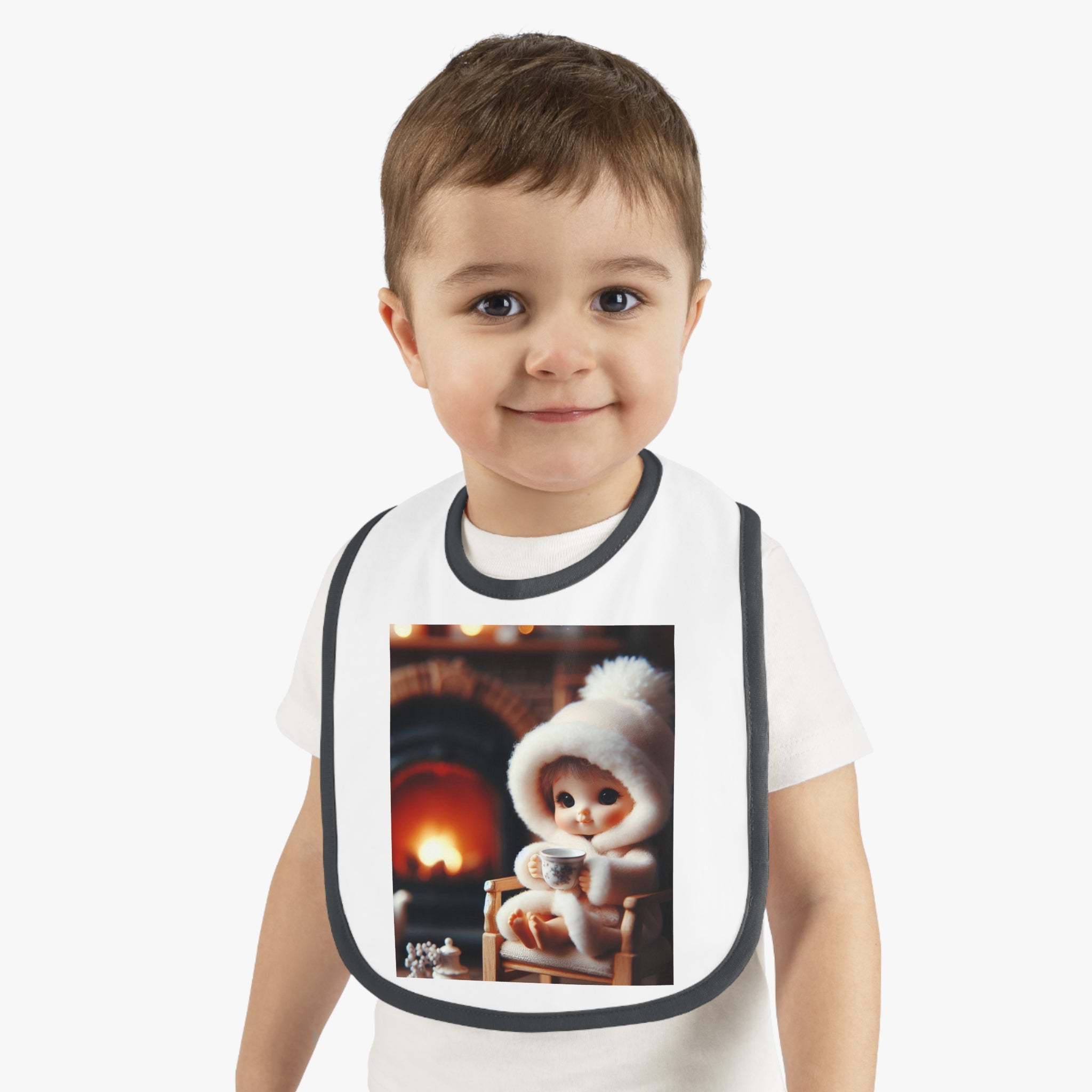 "Cozy Fire" Baby Contrast Trim Jersey Bib