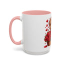 "Puppy and Roses" Accent Coffee Mug (11, 15oz)