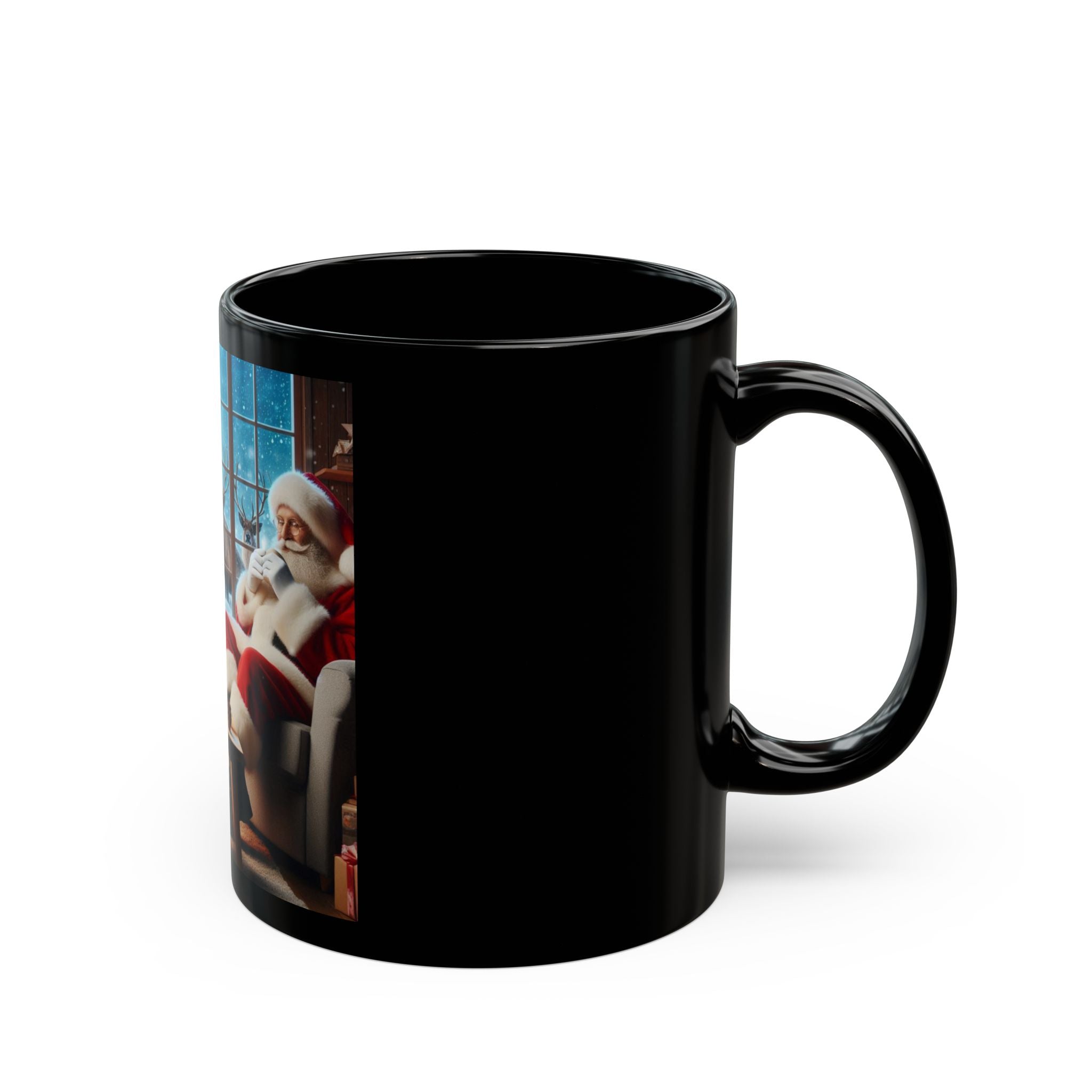 "Relaxed Santa" Black Mug