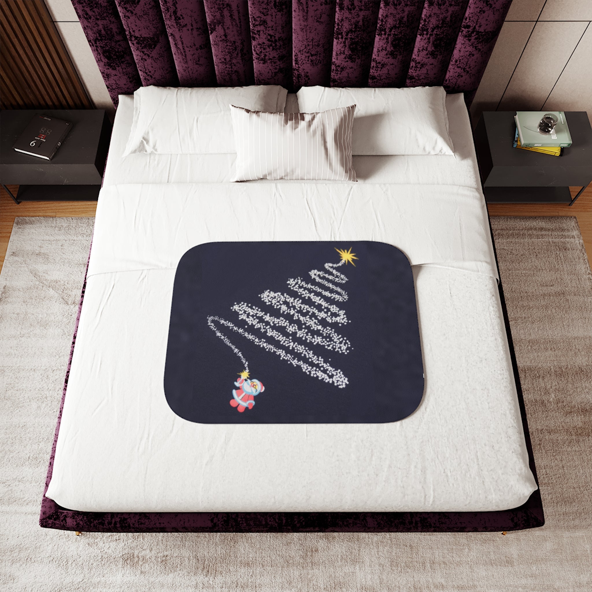 Fireworks Christmas Tree Pattern Sherpa Blanket, Two Colors