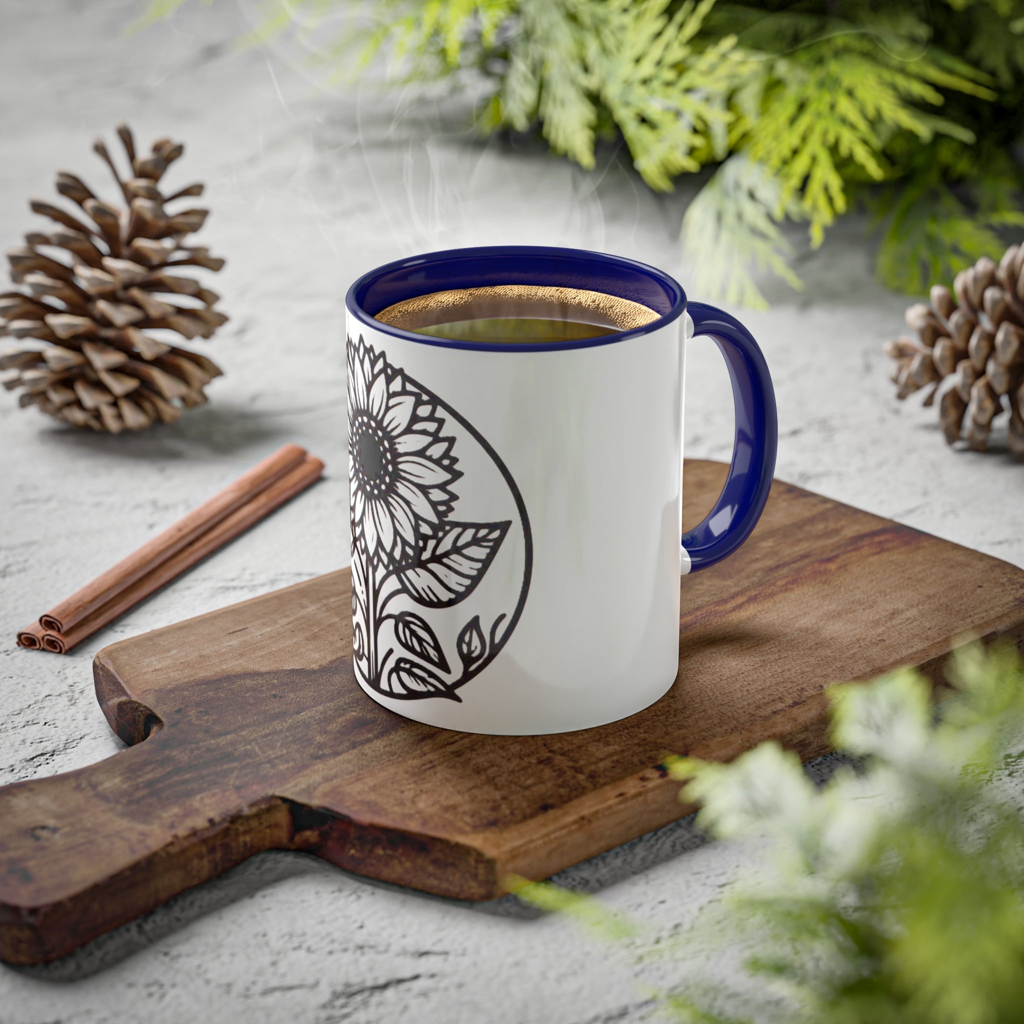 "White Sunflower" Colorful Mugs, 11oz