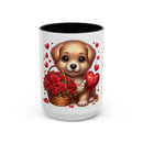 "Puppy and Roses" Accent Coffee Mug (11, 15oz)