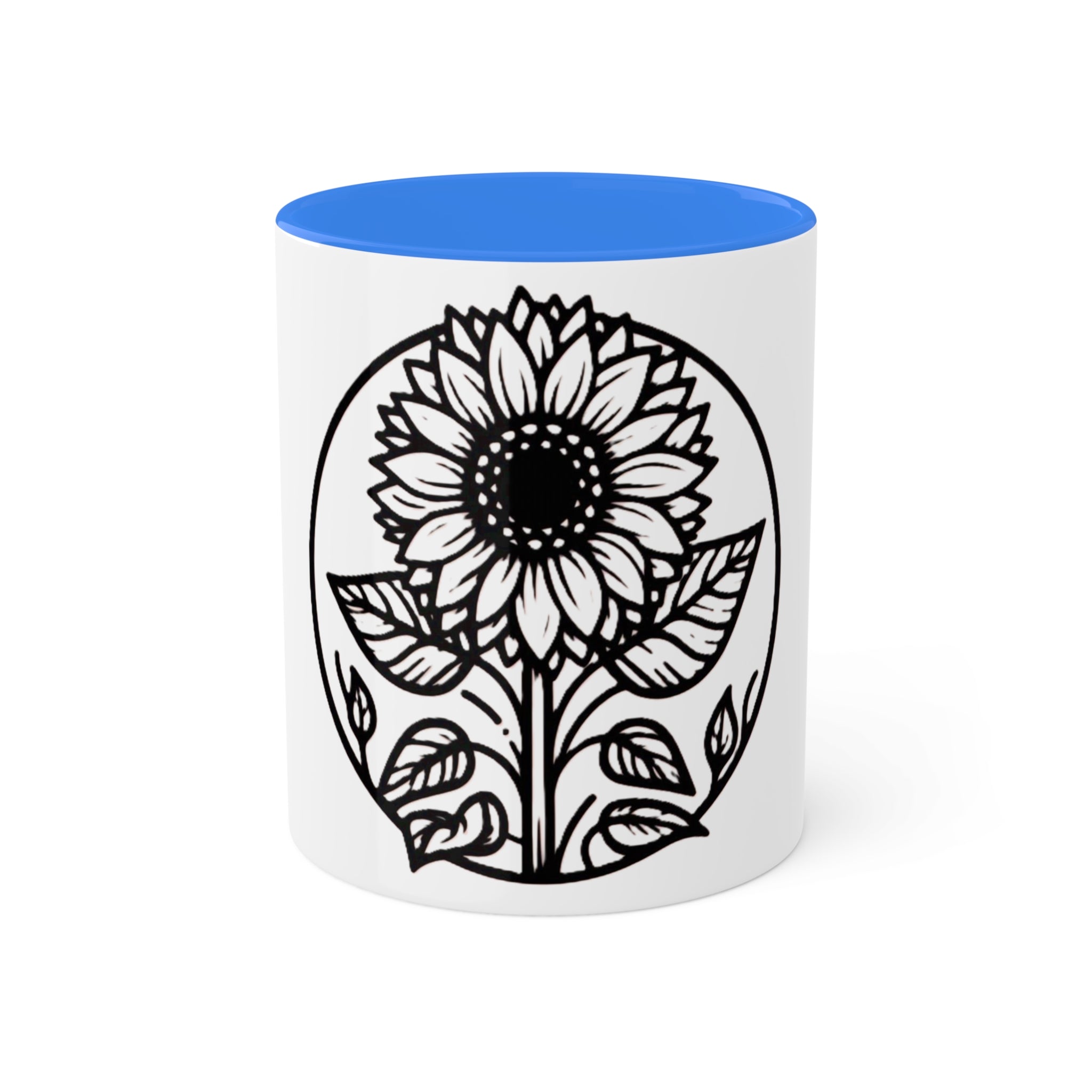 "White Sunflower" Colorful Mugs, 11oz