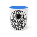 "White Sunflower" Colorful Mugs, 11oz