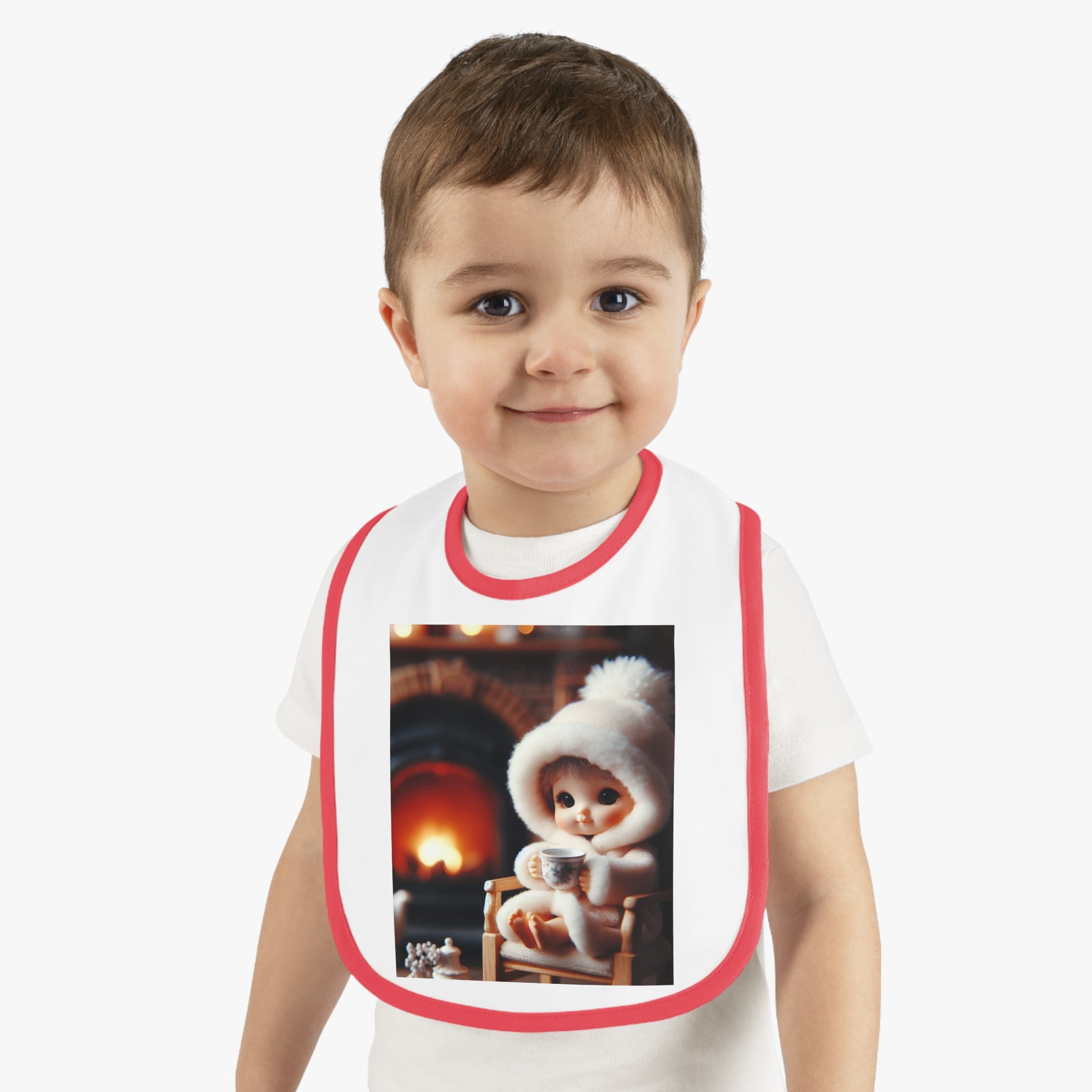 "Cozy Fire" Baby Contrast Trim Jersey Bib