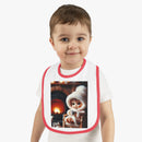 "Cozy Fire" Baby Contrast Trim Jersey Bib