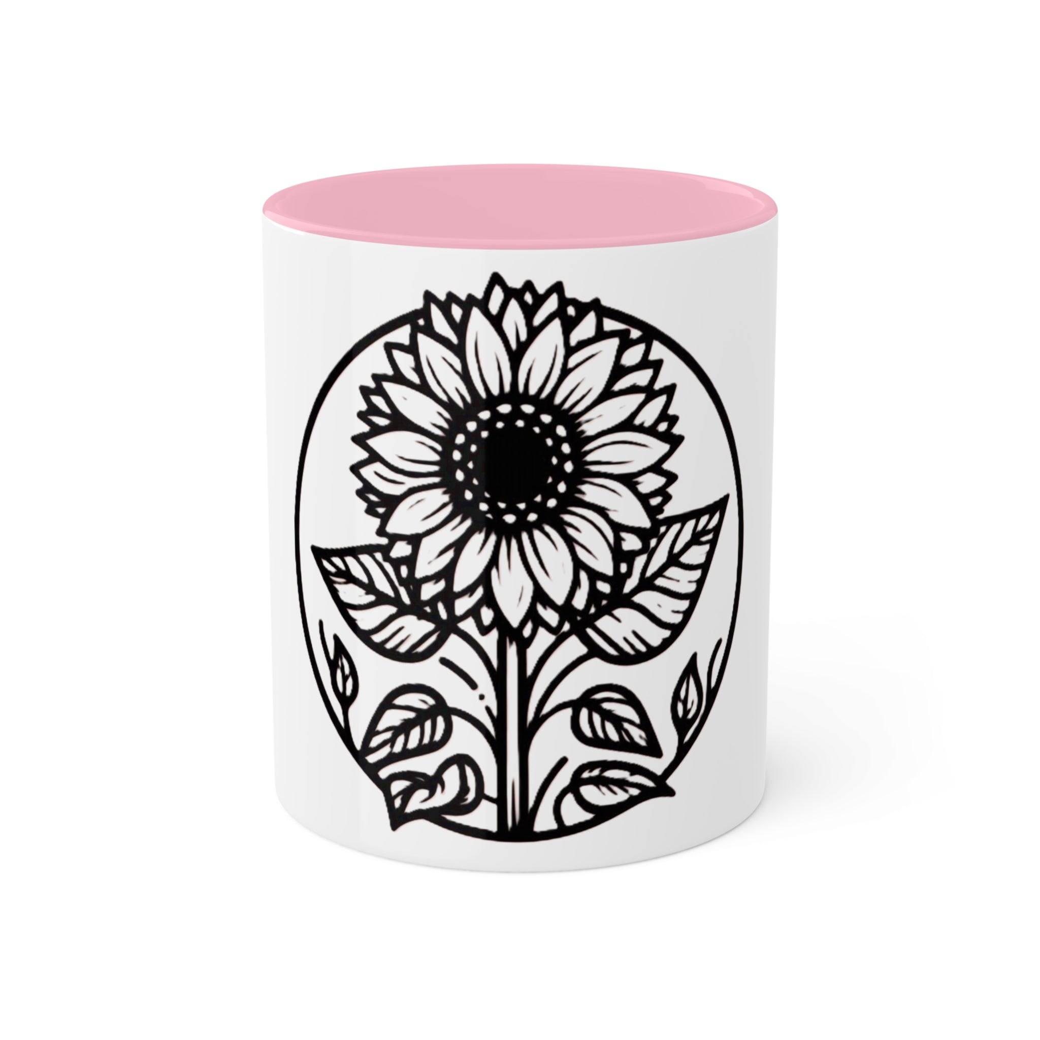 "White Sunflower" Colorful Mugs, 11oz