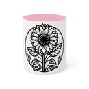 "White Sunflower" Colorful Mugs, 11oz