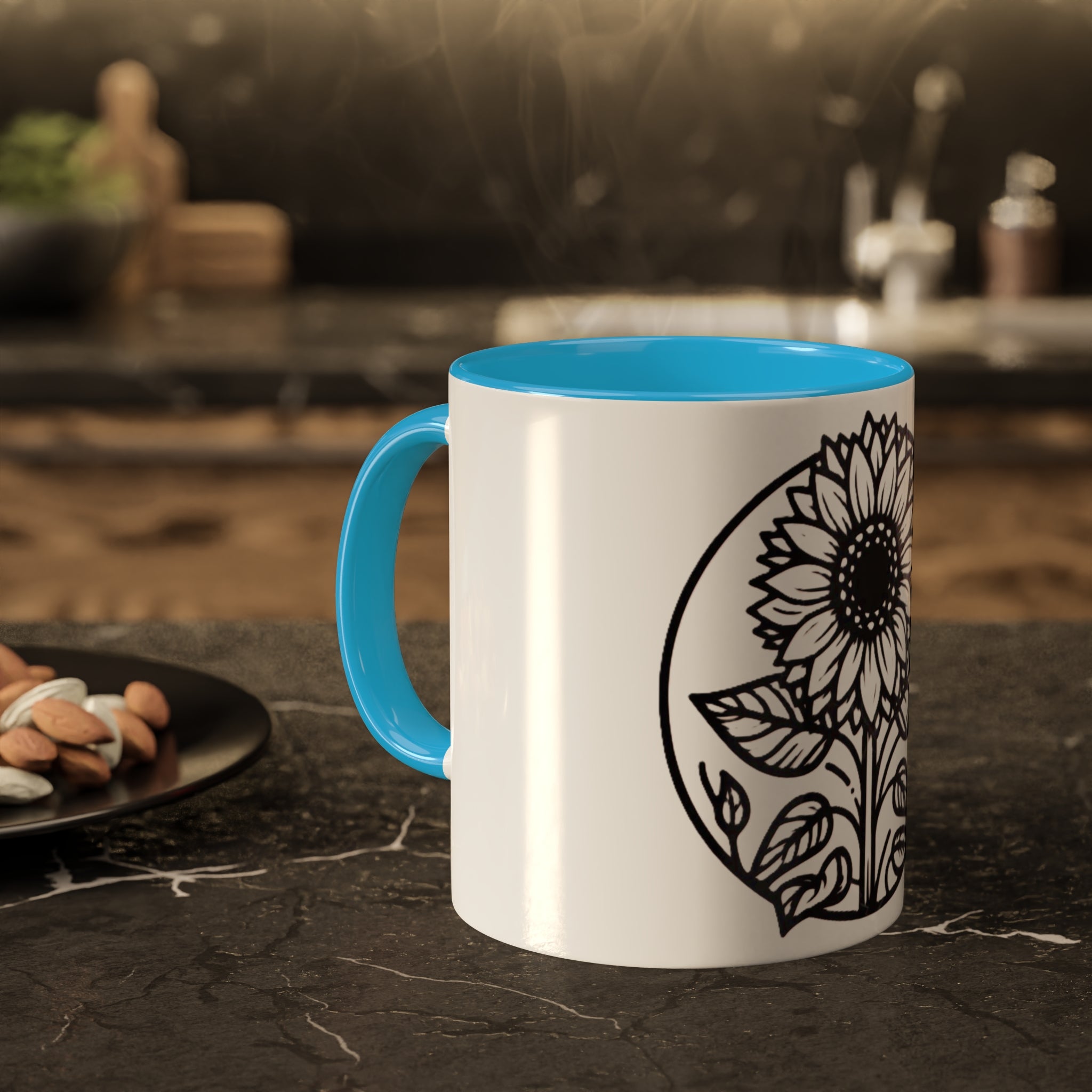 "White Sunflower" Colorful Mugs, 11oz