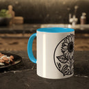 "White Sunflower" Colorful Mugs, 11oz