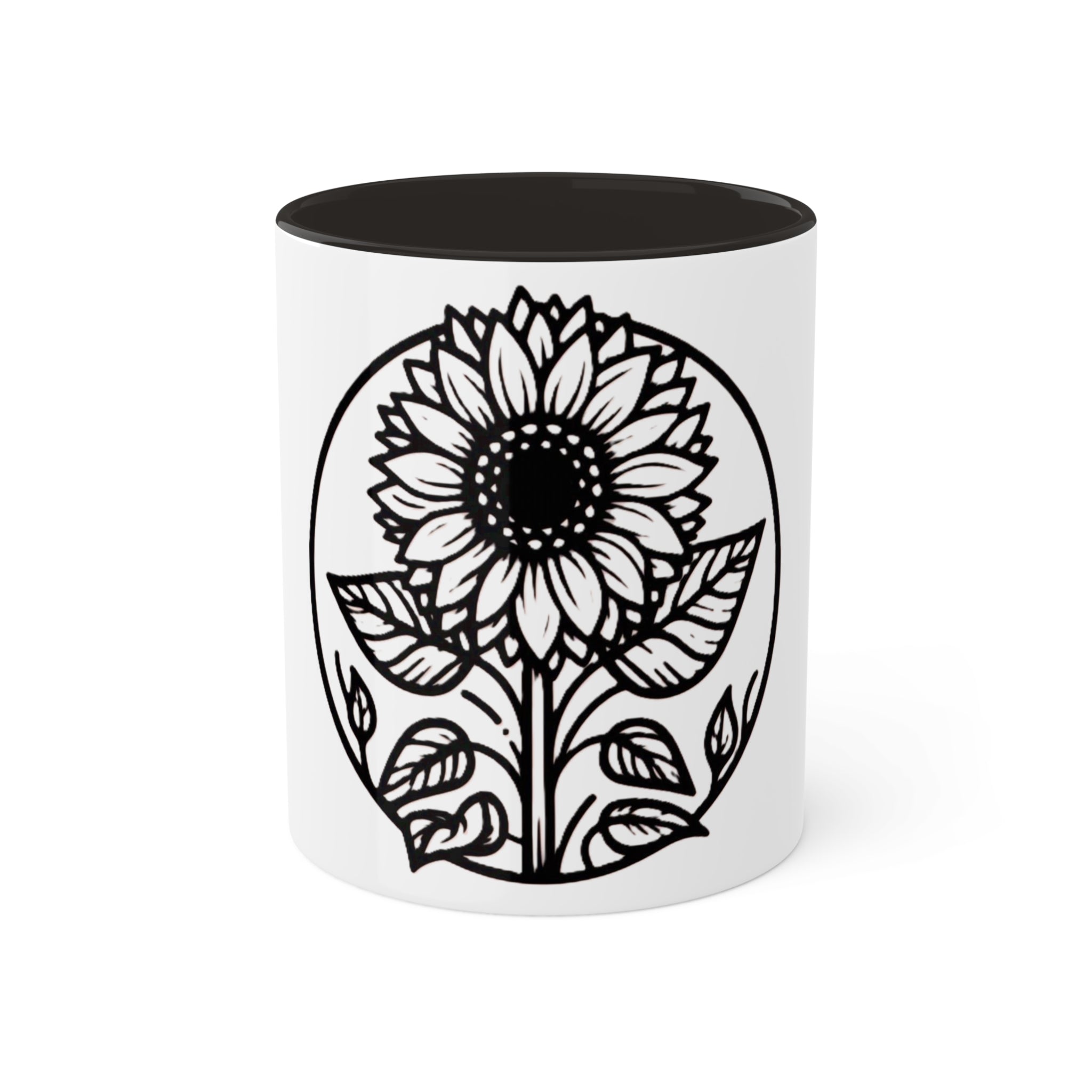 "White Sunflower" Colorful Mugs, 11oz