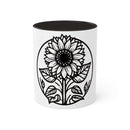 "White Sunflower" Colorful Mugs, 11oz