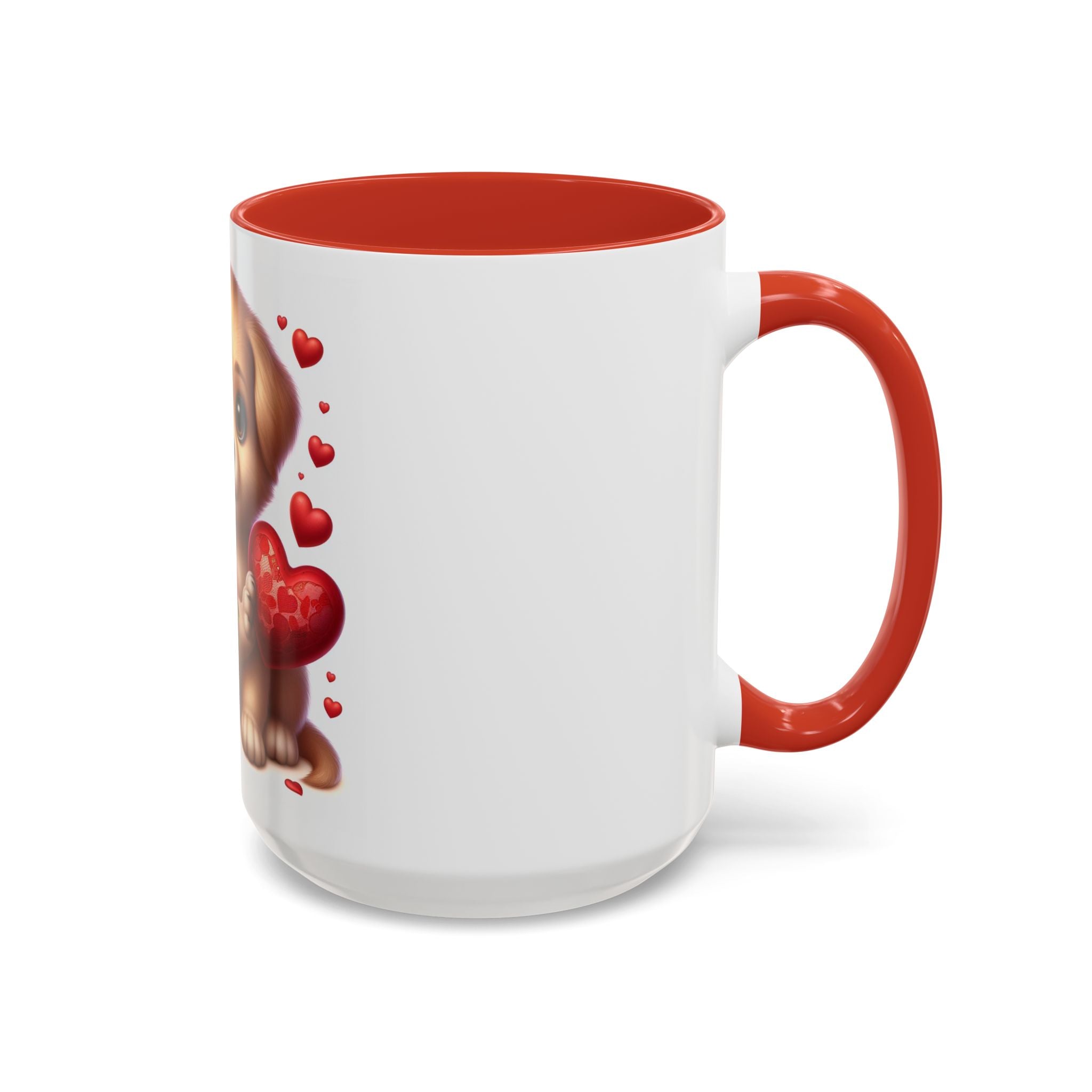 "Puppy and Roses" Accent Coffee Mug (11, 15oz)