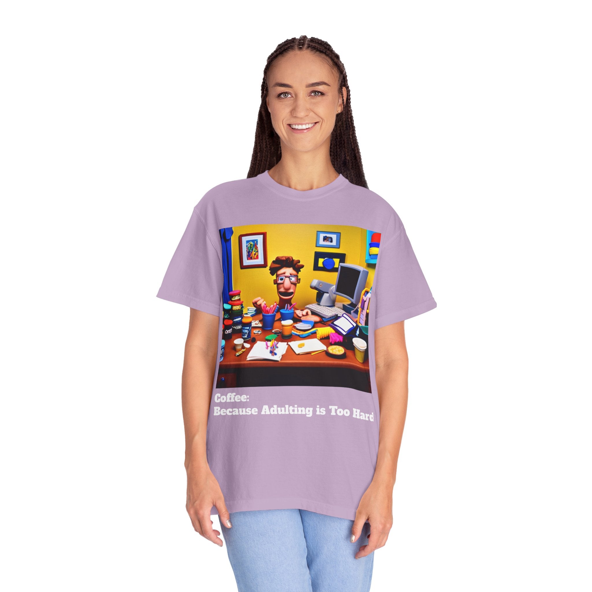 Unisex "Coffee: Because Adulting is Too Hard" Garment-Dyed T-shirt
