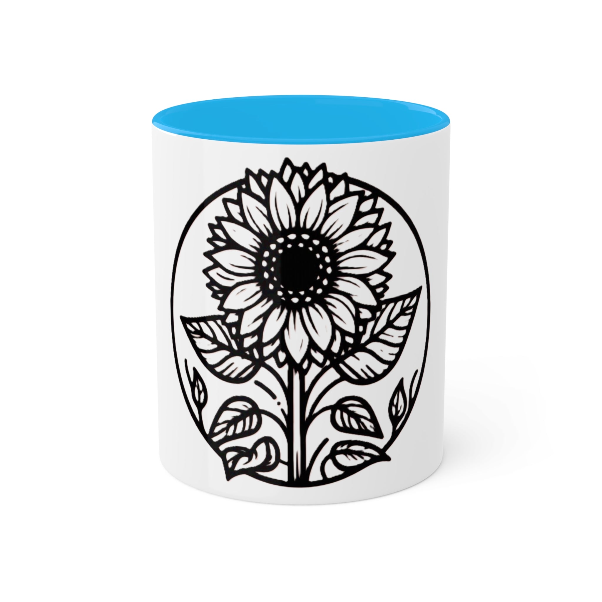 "White Sunflower" Colorful Mugs, 11oz