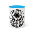 "White Sunflower" Colorful Mugs, 11oz