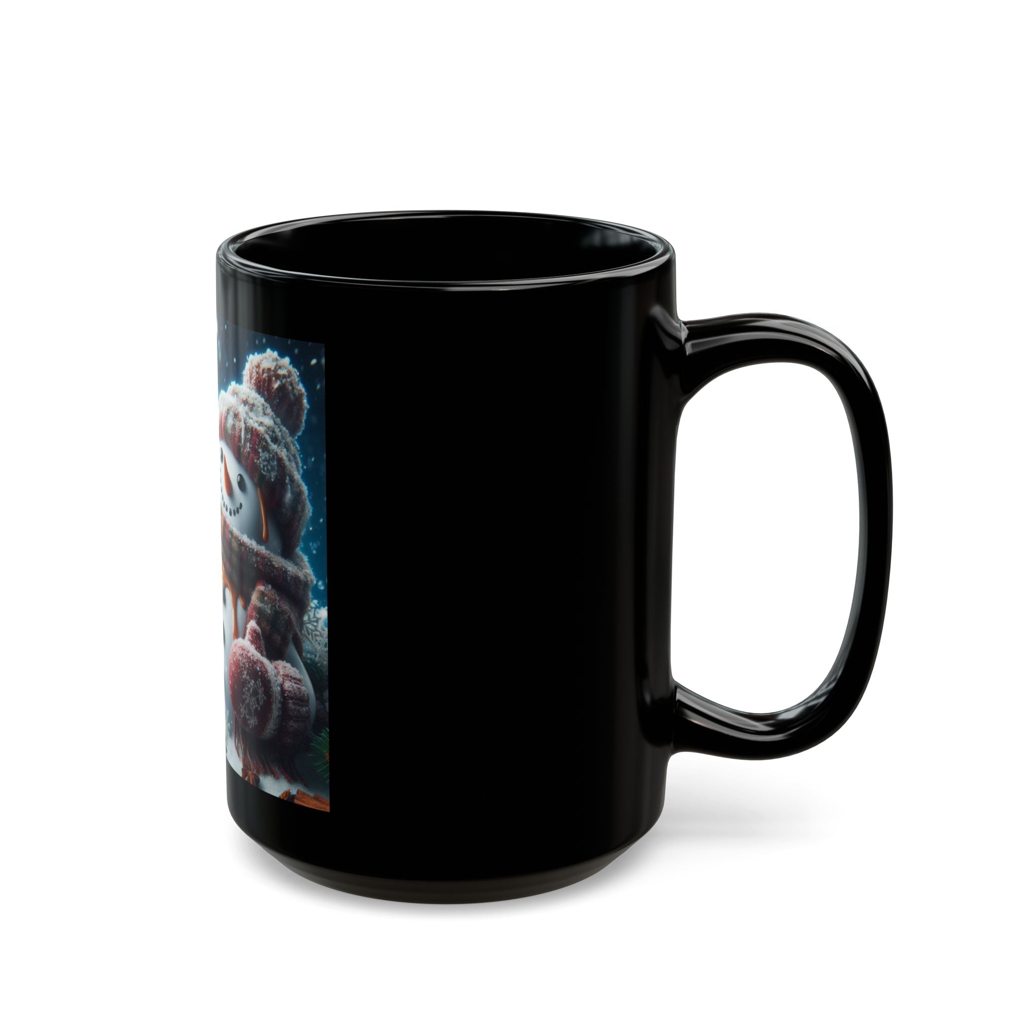 Snowman Black Mug