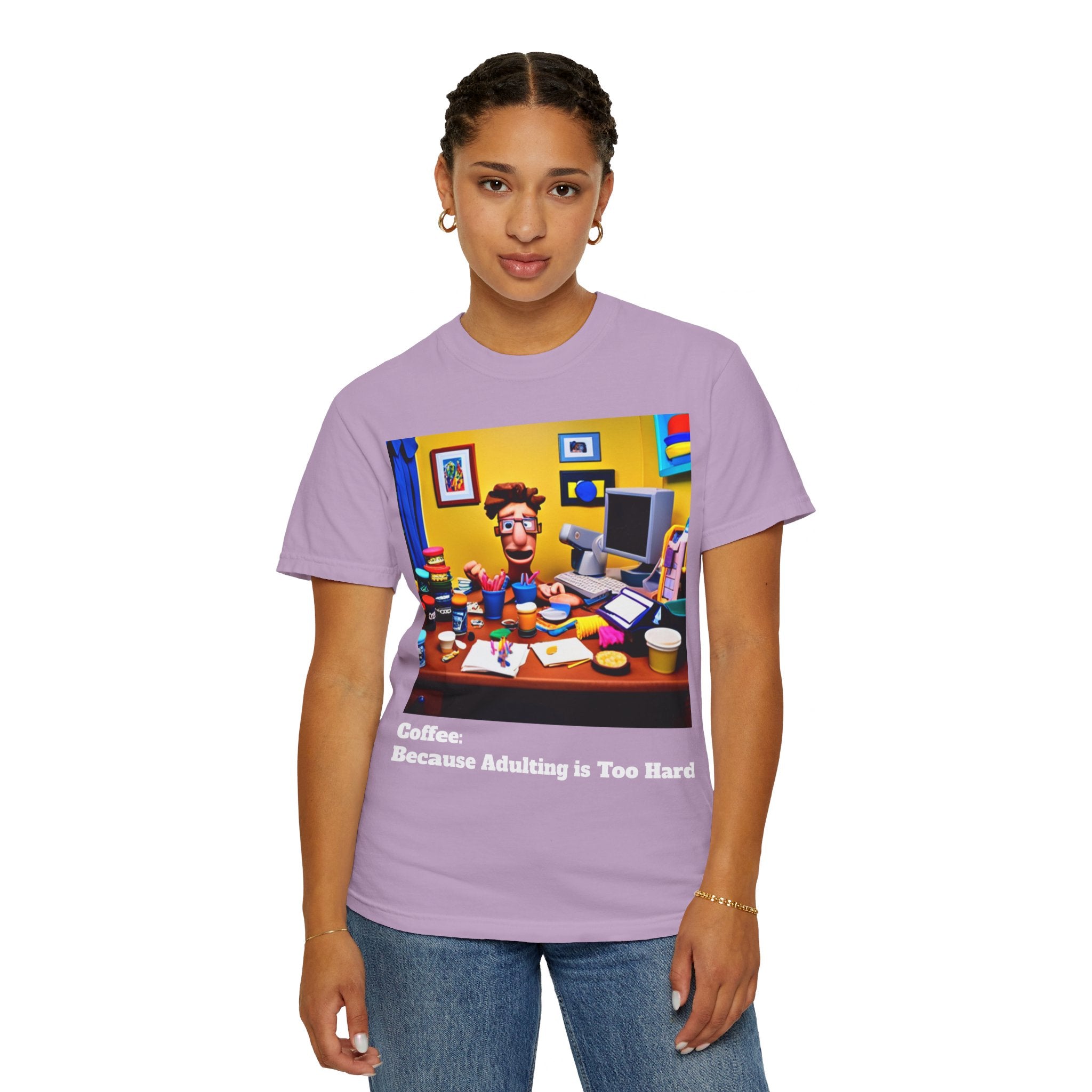 Unisex "Coffee: Because Adulting is Too Hard" Garment-Dyed T-shirt