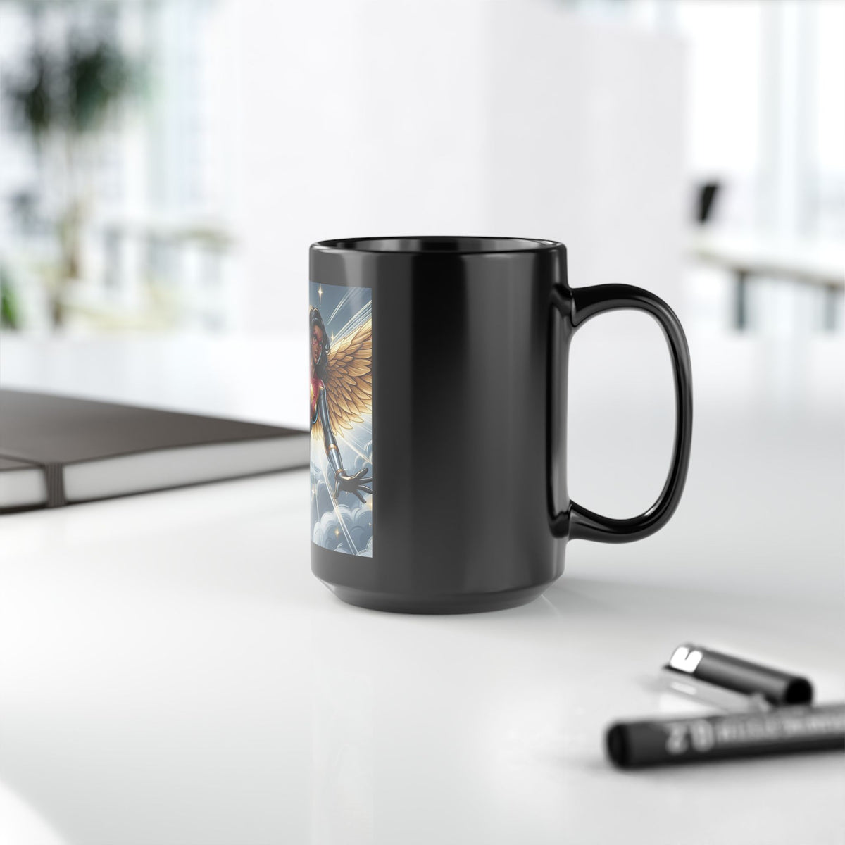 Aurora Ebony Superhero Black Mug (11oz, 15oz)