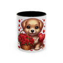 "Puppy and Roses" Accent Coffee Mug (11, 15oz)