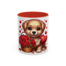 "Puppy and Roses" Accent Coffee Mug (11, 15oz)