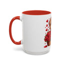 "Puppy and Roses" Accent Coffee Mug (11, 15oz)