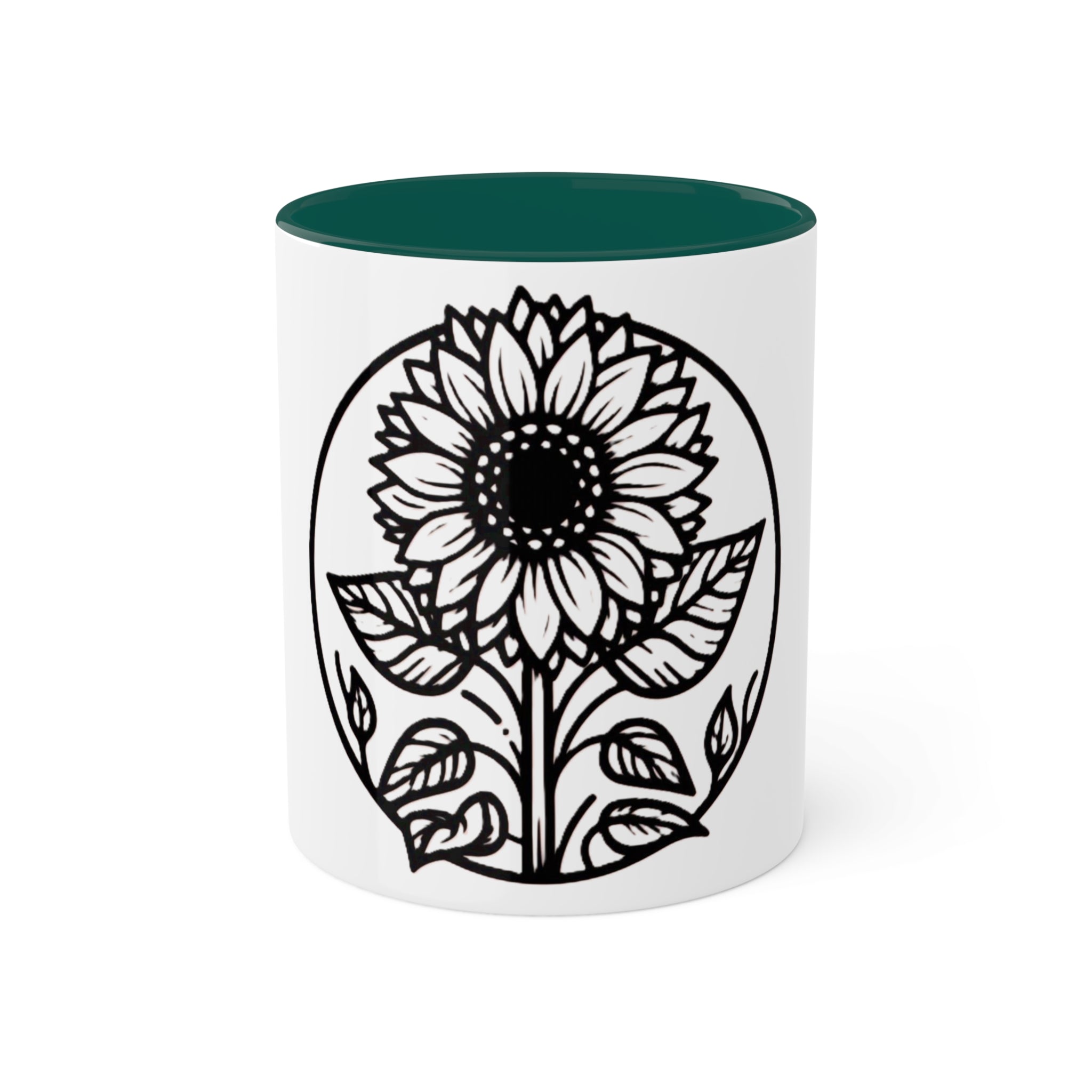 "White Sunflower" Colorful Mugs, 11oz