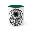 "White Sunflower" Colorful Mugs, 11oz