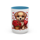 "Puppy and Roses" Accent Coffee Mug (11, 15oz)