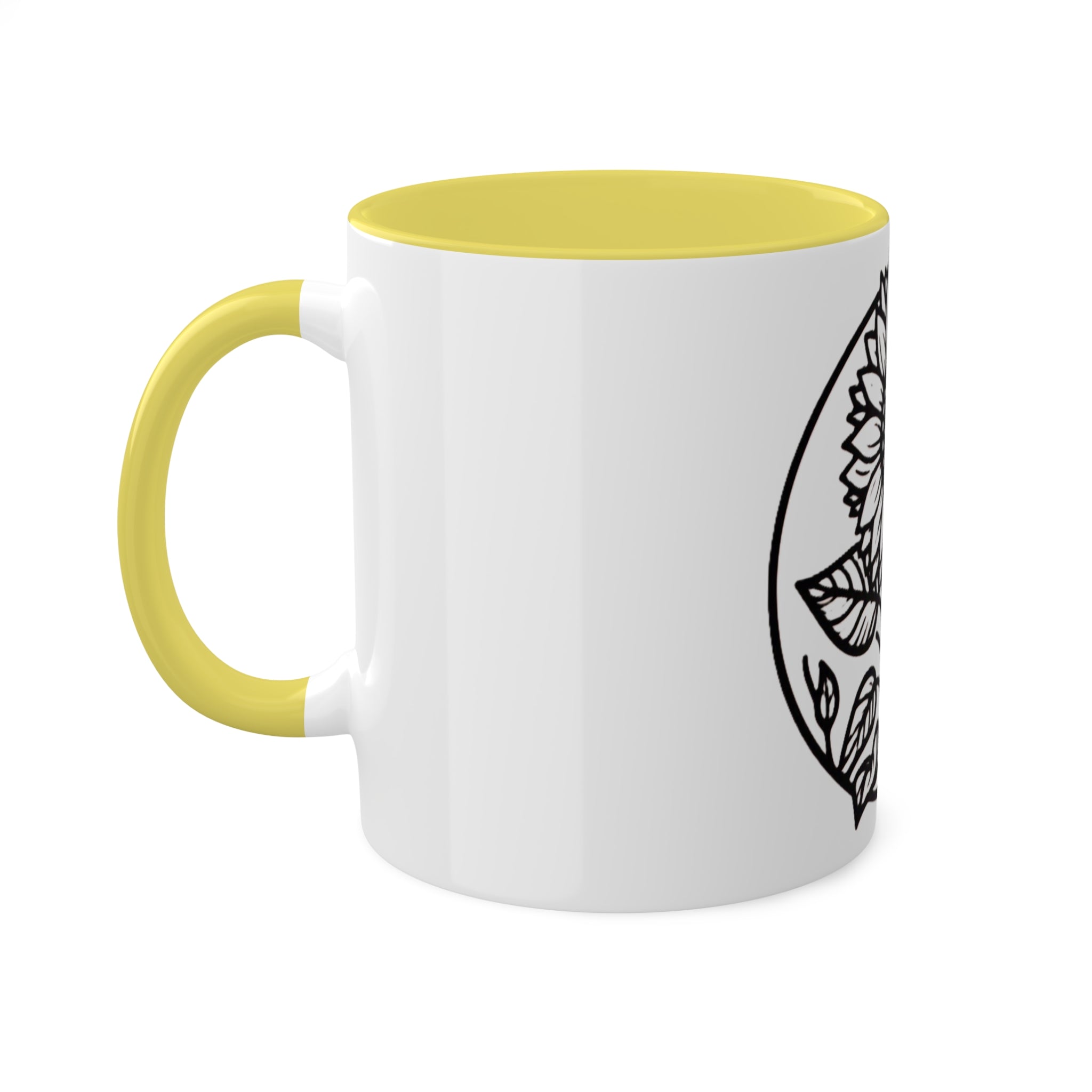 "White Sunflower" Colorful Mugs, 11oz