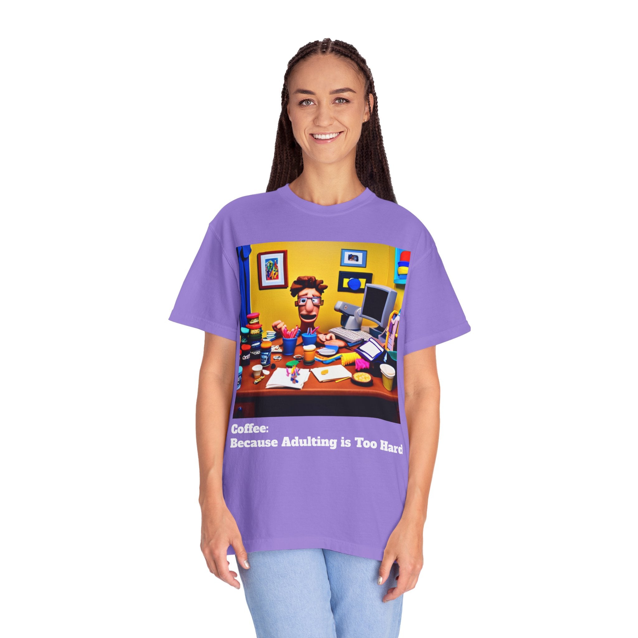 Unisex "Coffee: Because Adulting is Too Hard" Garment-Dyed T-shirt