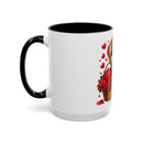 "Puppy and Roses" Accent Coffee Mug (11, 15oz)