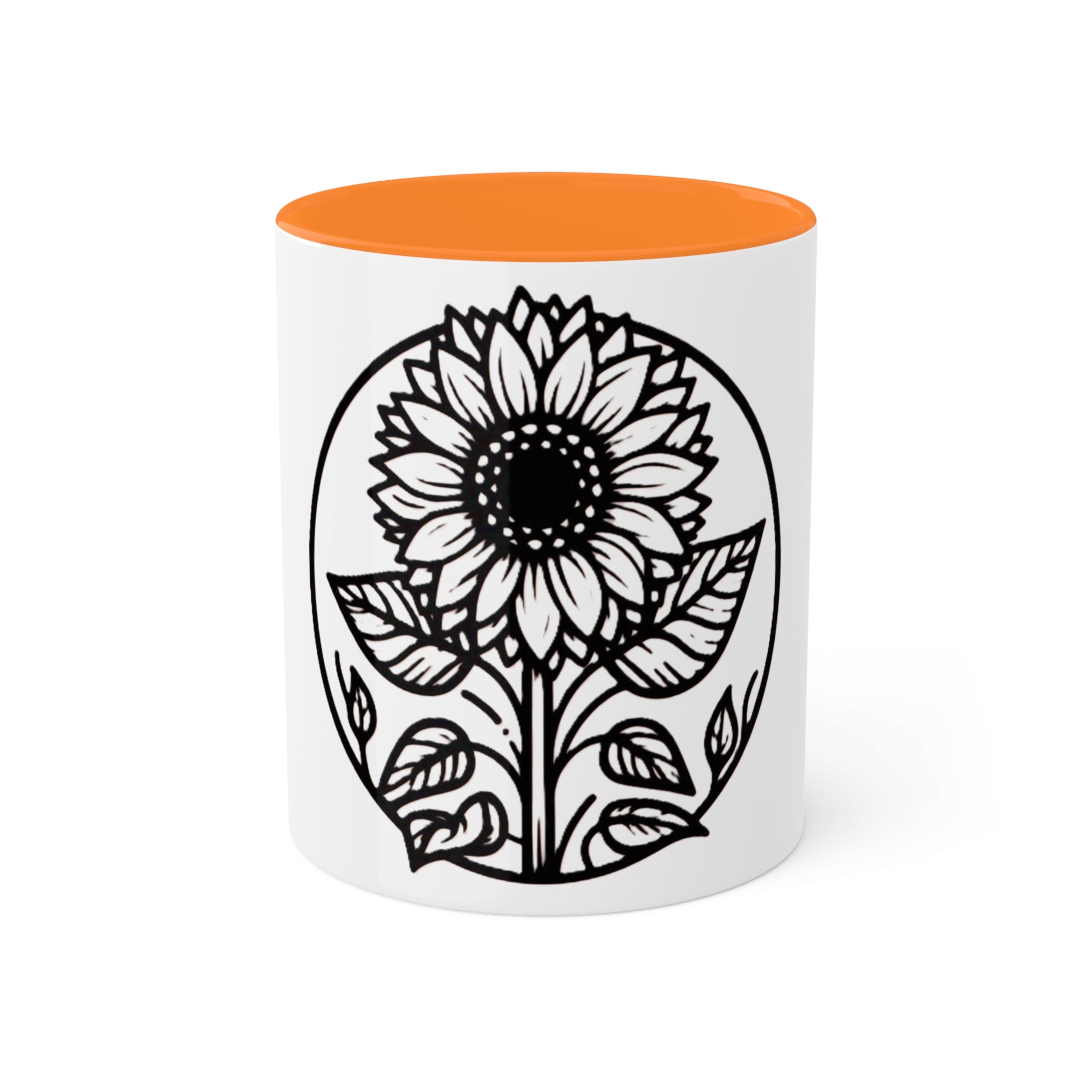 "White Sunflower" Colorful Mugs, 11oz