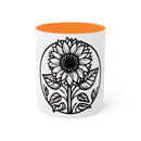"White Sunflower" Colorful Mugs, 11oz