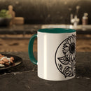 "White Sunflower" Colorful Mugs, 11oz