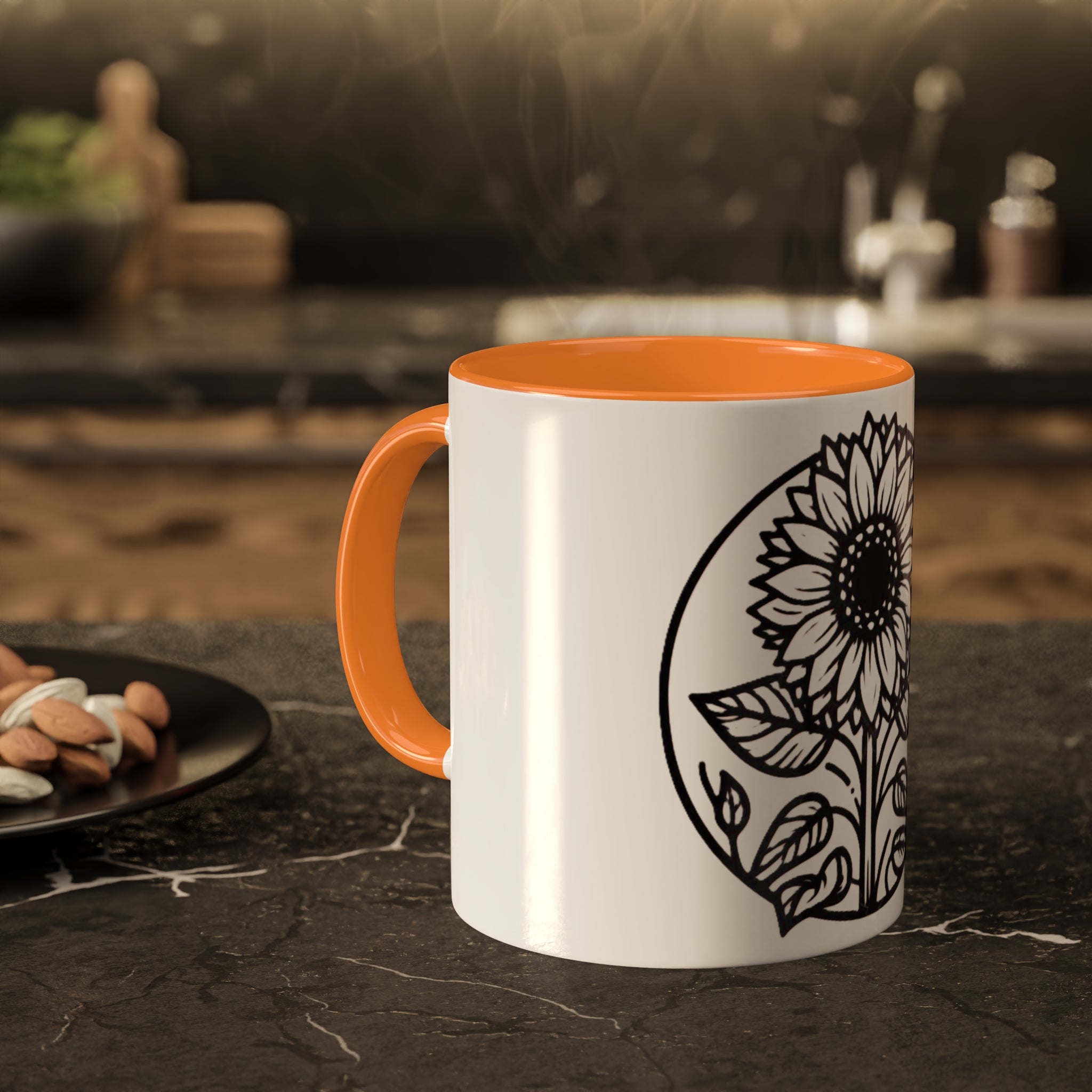 "White Sunflower" Colorful Mugs, 11oz