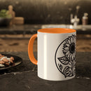 "White Sunflower" Colorful Mugs, 11oz