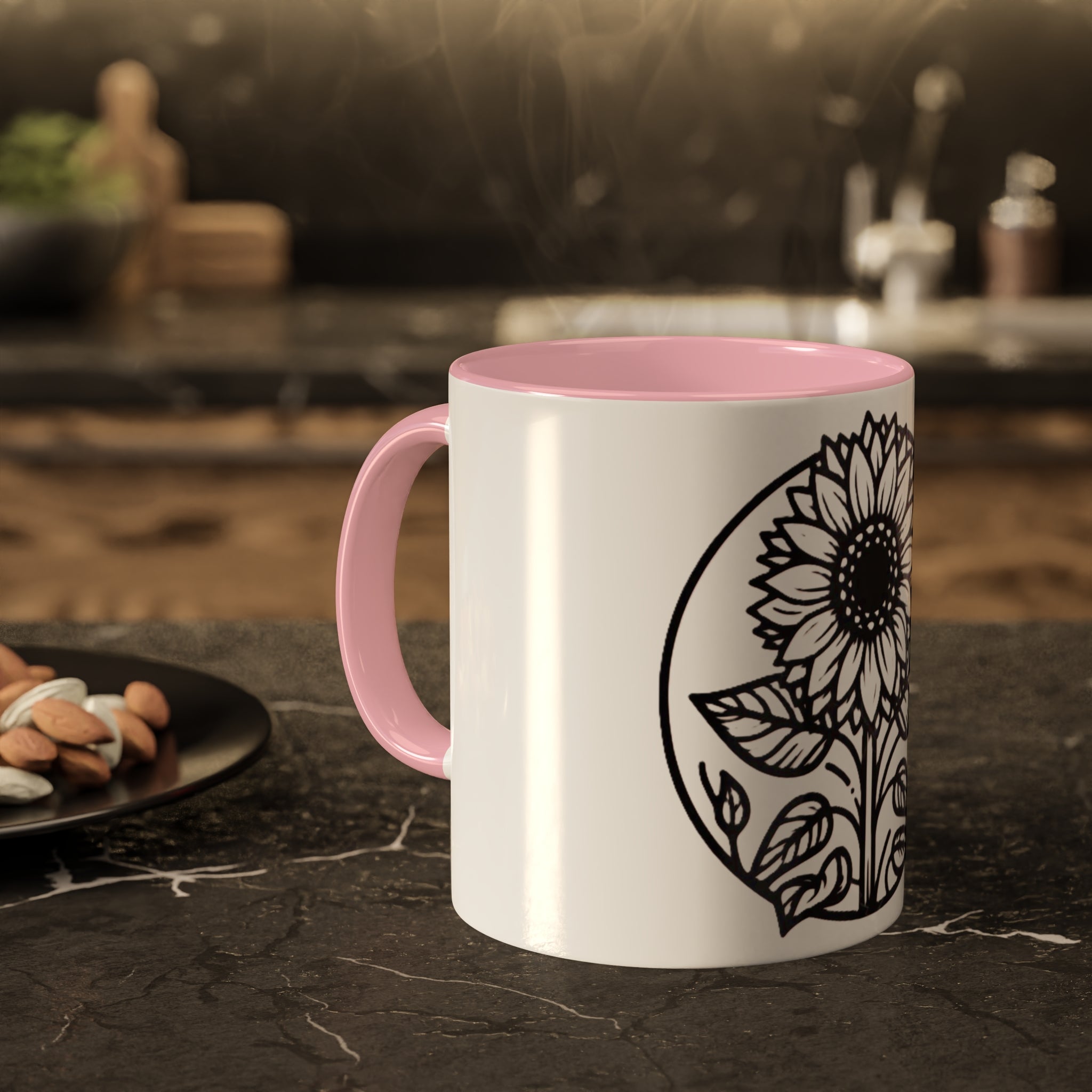 "White Sunflower" Colorful Mugs, 11oz