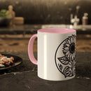 "White Sunflower" Colorful Mugs, 11oz