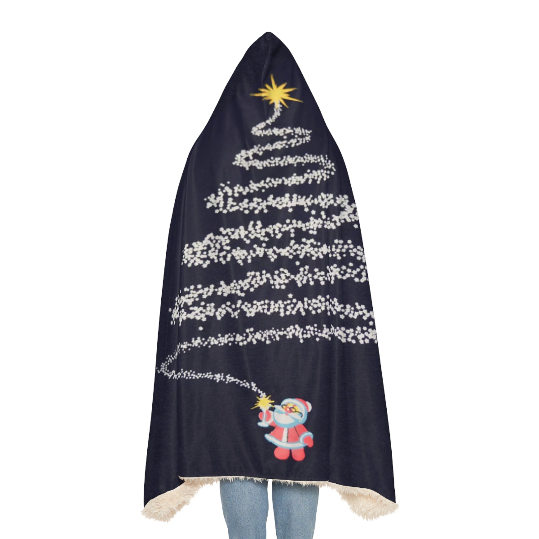 Fireworks Christmas Tree Pattern Hooded Snuggle Blanket