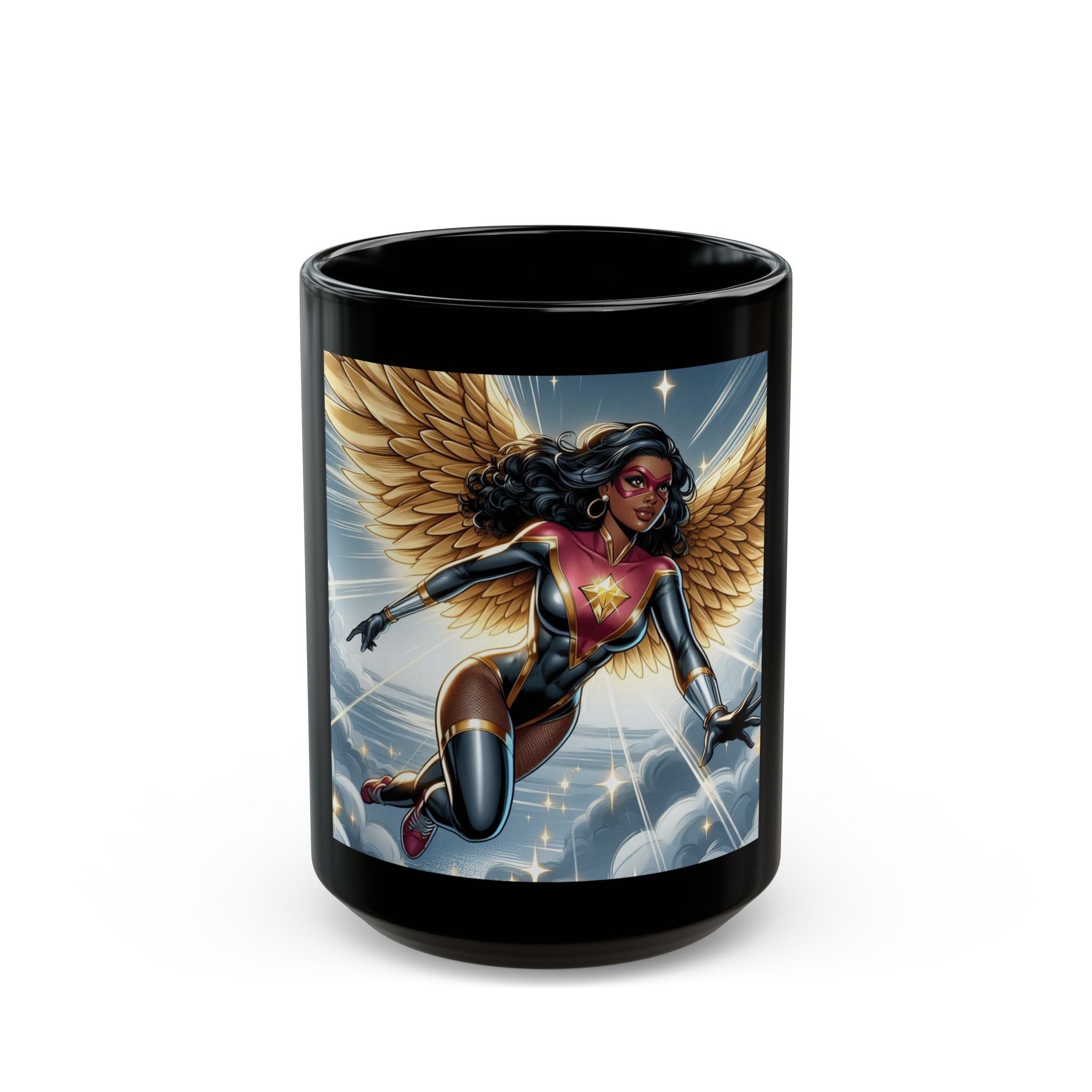 Aurora Ebony Superhero Black Mug (11oz, 15oz)